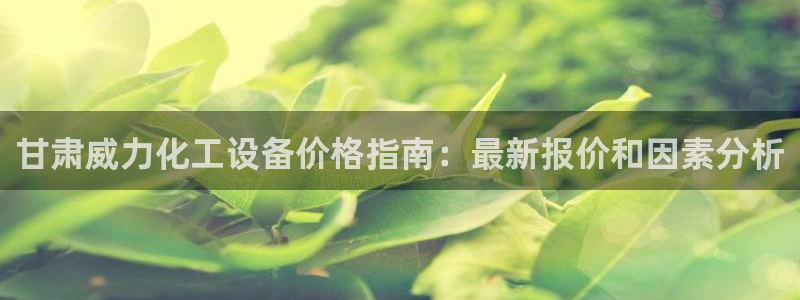 新航娱乐集团最新消息新闻：甘肃威力化工设备价格指南